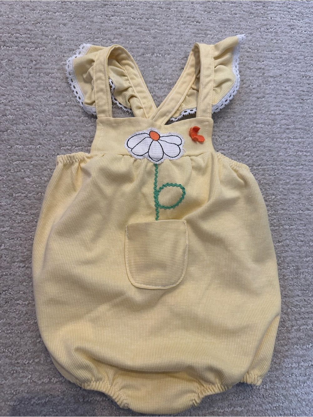 Yellow Daisy Bubble Romper for Baby Girls